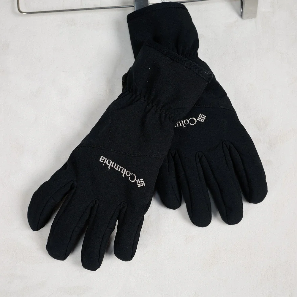 Columbia Womens Black Softshell Fleece Lined Winter Gloves Large XL0534